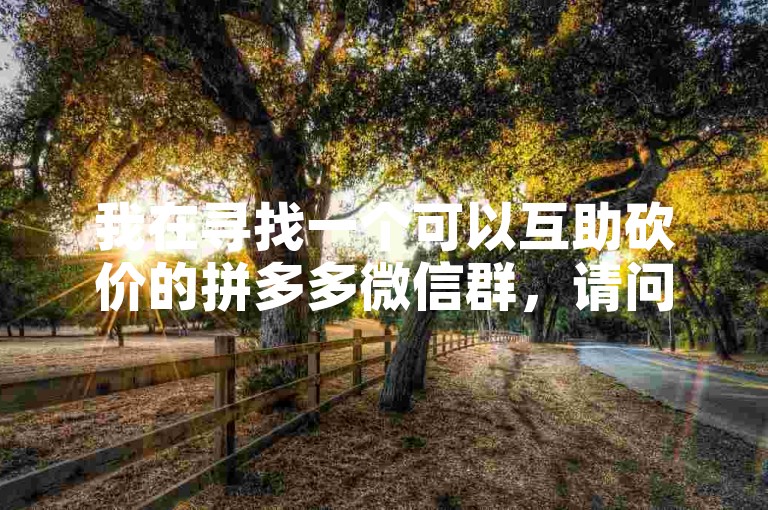 我在寻找一个可以互助砍价的拼多多微信群，请问你知道类似的多多助力交流群吗？