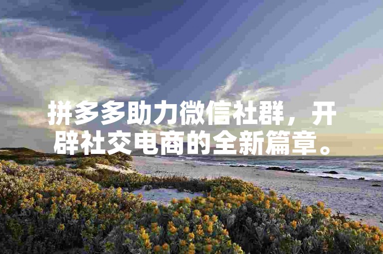 拼多多助力微信社群，开辟社交电商的全新篇章。