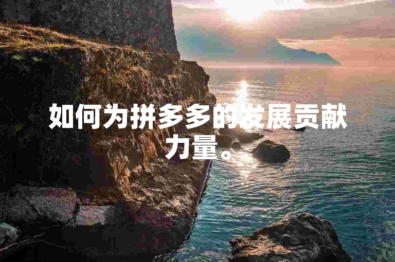 如何为拼多多的发展贡献力量。