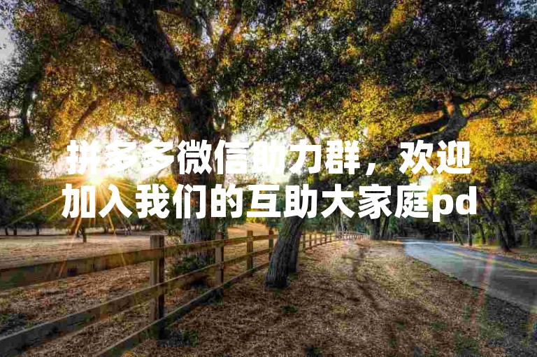 拼多多微信助力群，欢迎加入我们的互助大家庭pdd新人助力群。