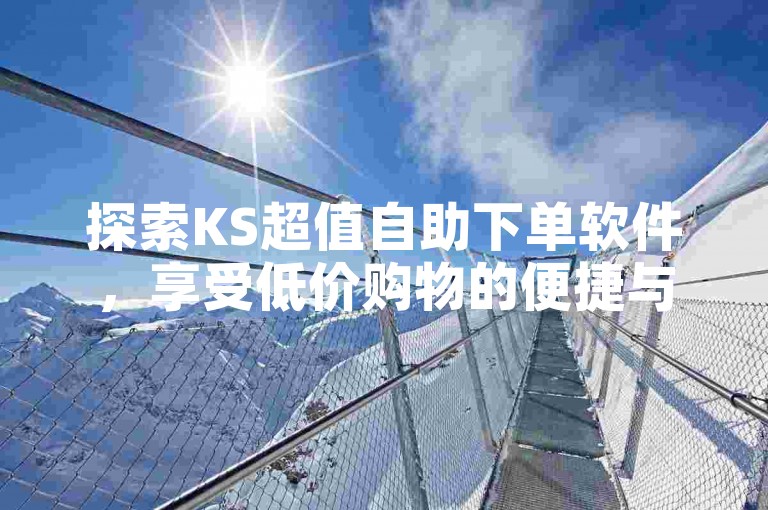 探索KS超值自助下单软件，享受低价购物的便捷与乐趣。