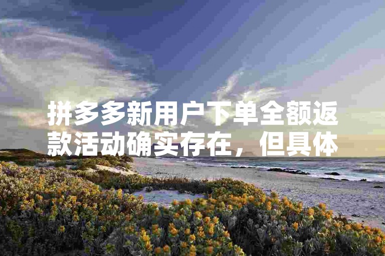 拼多多新用户下单全额返款活动确实存在，但具体是否真实有效可能因活动规则和实际情况而异。