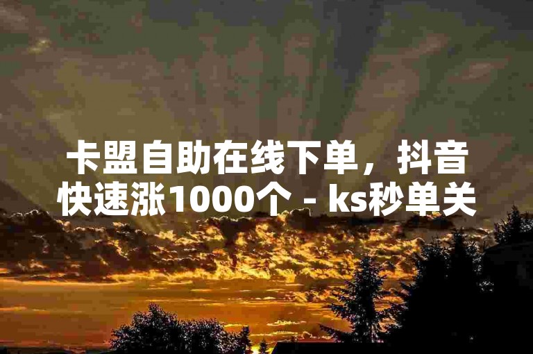 卡盟自助在线下单，抖音快速涨1000个 - ks秒单关注 - 百货商城自助下单独家揭秘。