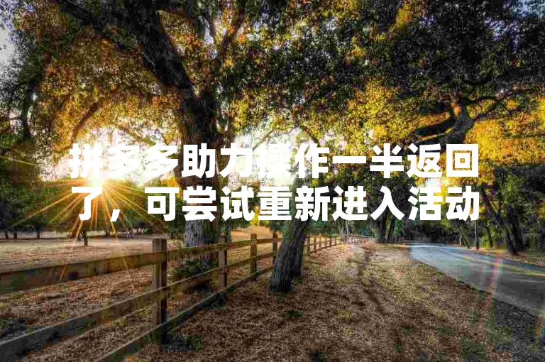 拼多多助力操作一半返回了，可尝试重新进入活动页面继续助力。