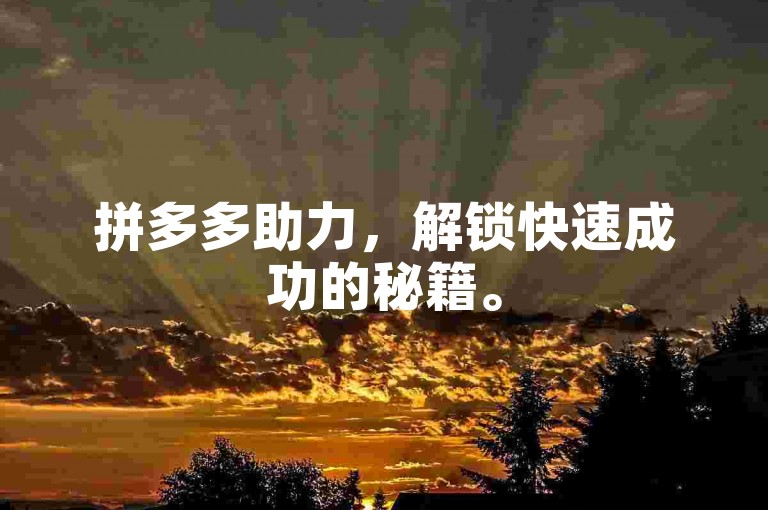 拼多多助力，解锁快速成功的秘籍。