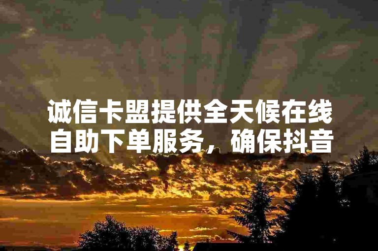 诚信卡盟提供全天候在线自助下单服务，确保抖音免费平台用户享受全网最低价的QQ业务。