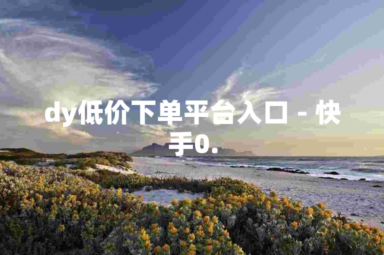 dy低价下单平台入口 - 快手0.5元100