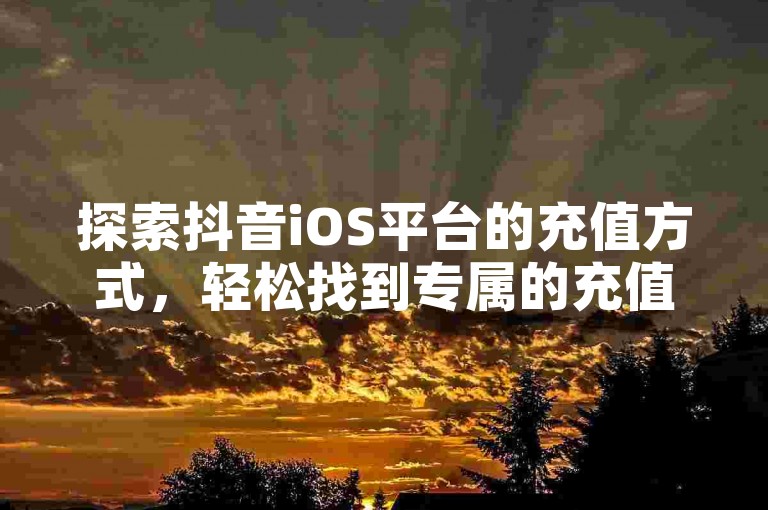 探索抖音iOS平台的充值方式，轻松找到专属的充值入口。