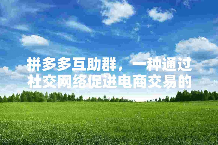拼多多互助群，一种通过社交网络促进电商交易的新模式。
