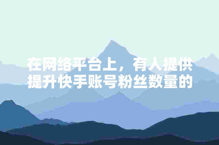 在网络平台上，有人提供提升快手账号粉丝数量的服务。