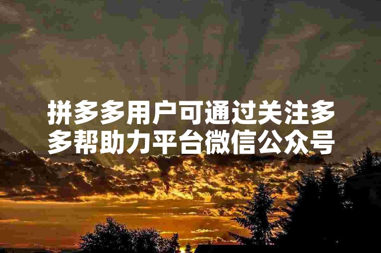 拼多多用户可通过关注多多帮助力平台微信公众号加入互助团队，共同享受拼团优惠。