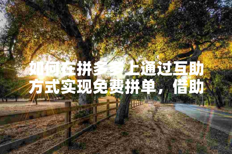 如何在拼多多上通过互助方式实现免费拼单，借助PDD砍价平台来获取支持？