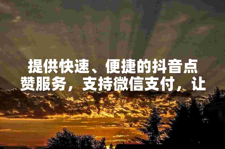 提供快速、便捷的抖音点赞服务，支持微信支付，让您的直播更受欢迎。