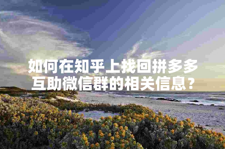 如何在知乎上找回拼多多互助微信群的相关信息？