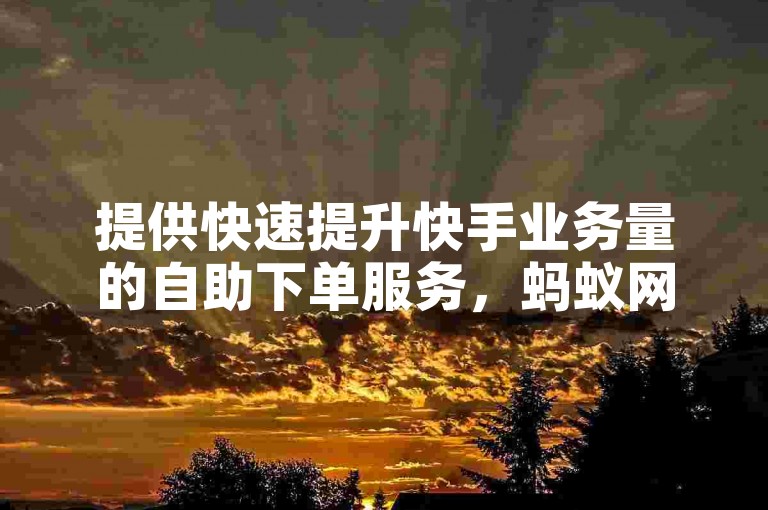 提供快速提升快手业务量的自助下单服务，蚂蚁网站以实惠价格助您轻松获得更多点赞。