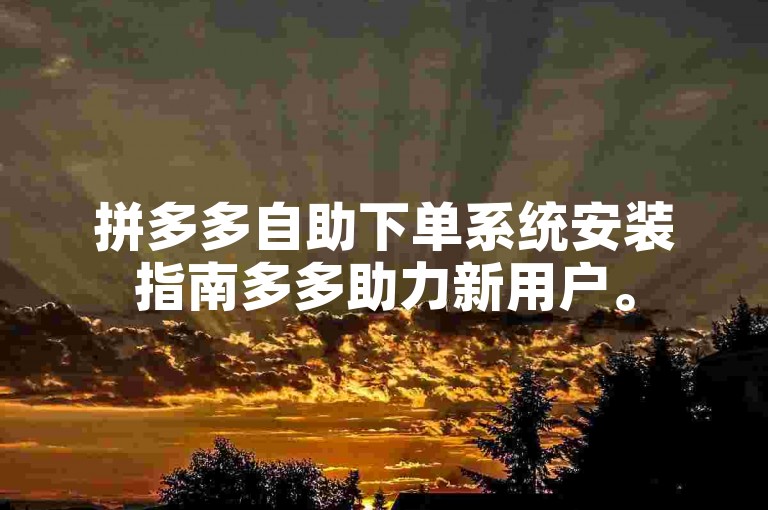 拼多多自助下单系统安装指南多多助力新用户。