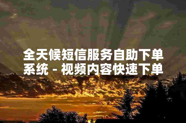 全天候短信服务自助下单系统 - 视频内容快速下单平台