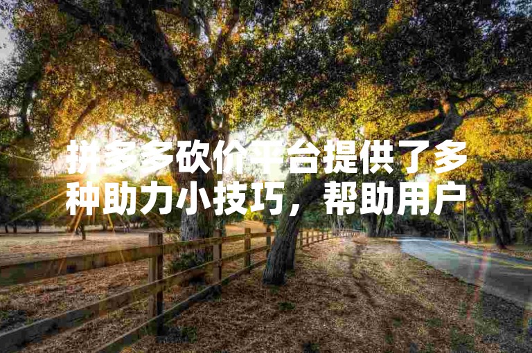 拼多多砍价平台提供了多种助力小技巧，帮助用户更高效地获取优惠。
