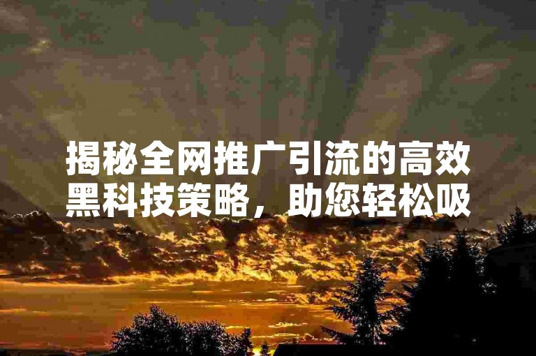 揭秘全网推广引流的高效黑科技策略，助您轻松吸引流量。