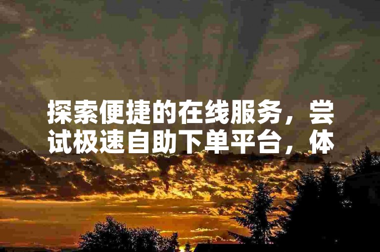 探索便捷的在线服务，尝试极速自助下单平台，体验如雷神般的快速响应。
