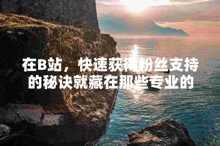 在B站，快速获得粉丝支持的秘诀就藏在那些专业的卡盟服务里，而抖音点赞的即时增长则让内容创作者的作品瞬间走红。
