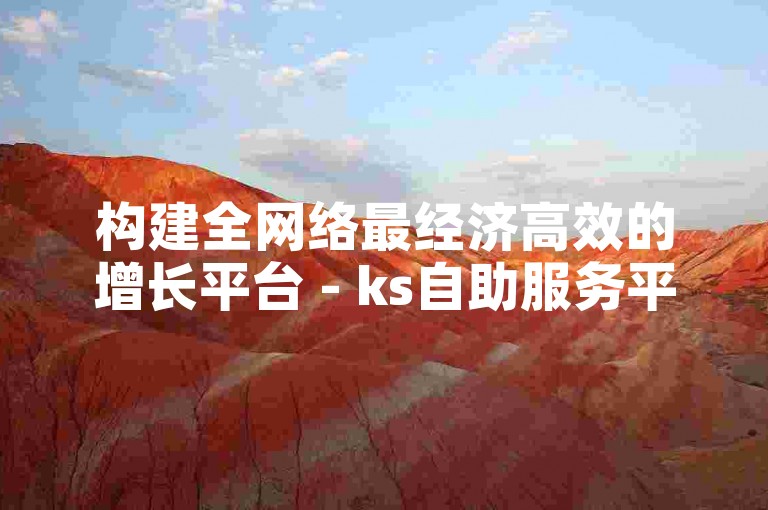 构建全网络最经济高效的增长平台 - ks自助服务平台快速下单