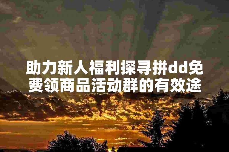 助力新人福利探寻拼dd免费领商品活动群的有效途径有哪些？