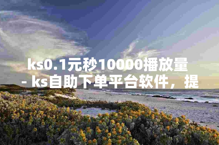 ks0.1元秒10000播放量 - ks自助下单平台软件，提供便捷的在线服务。