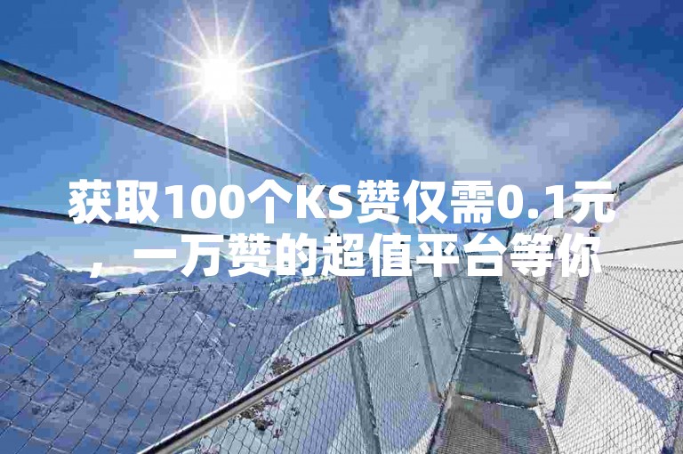 获取100个KS赞仅需0.1元，一万赞的超值平台等你来体验。