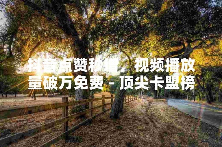 抖音点赞秒增，视频播放量破万免费 - 顶尖卡盟榜单 - 抖音全天候自助下单系统免费。