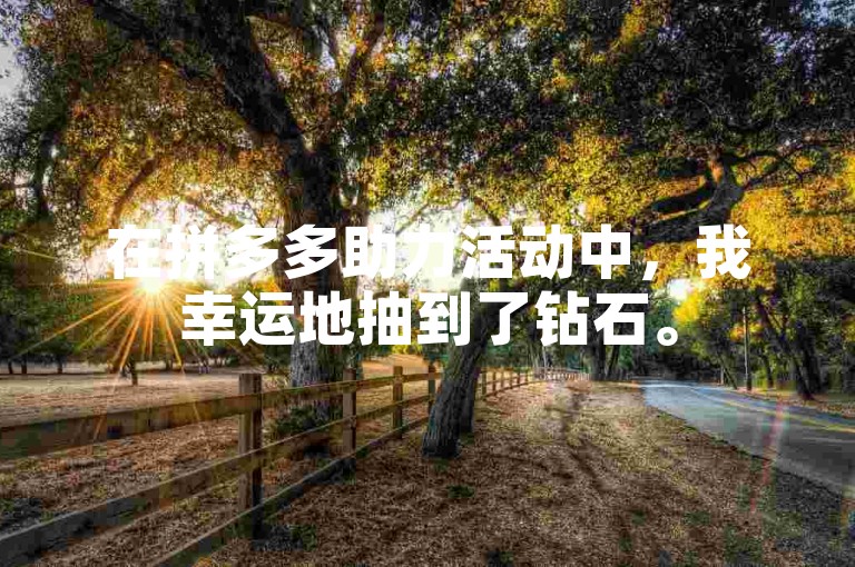在拼多多助力活动中，我幸运地抽到了钻石。