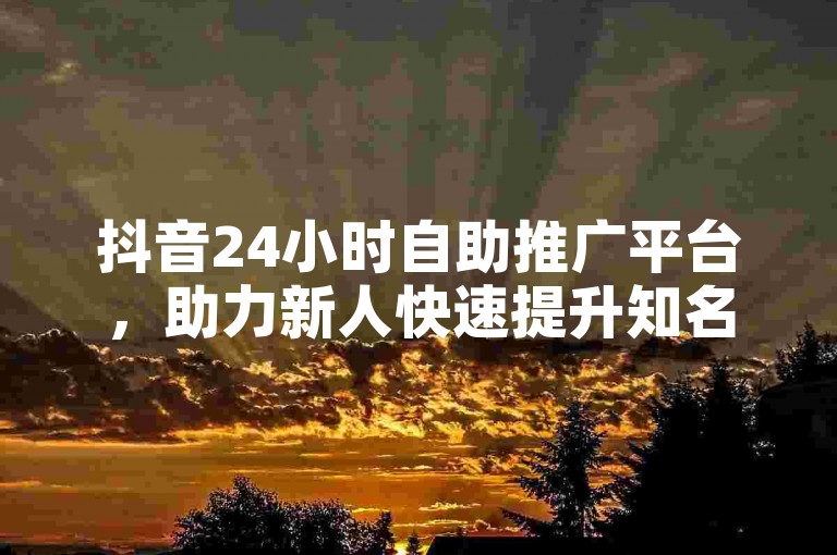 抖音24小时自助推广平台，助力新人快速提升知名度！