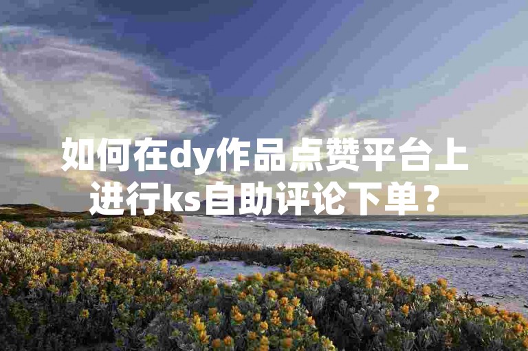 如何在dy作品点赞平台上进行ks自助评论下单？