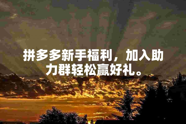 拼多多新手福利，加入助力群轻松赢好礼。