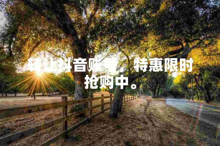 转让抖音账号，特惠限时抢购中。