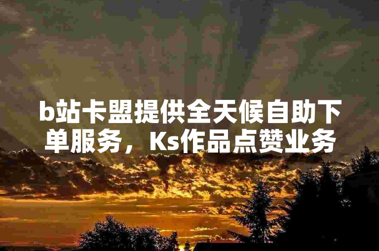 b站卡盟提供全天候自助下单服务，Ks作品点赞业务24小时在线，全网最低价的ks双击服务。