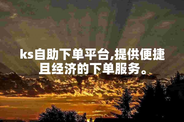 ks自助下单平台,提供便捷且经济的下单服务。