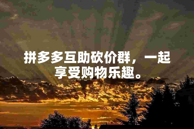 拼多多互助砍价群，一起享受购物乐趣。