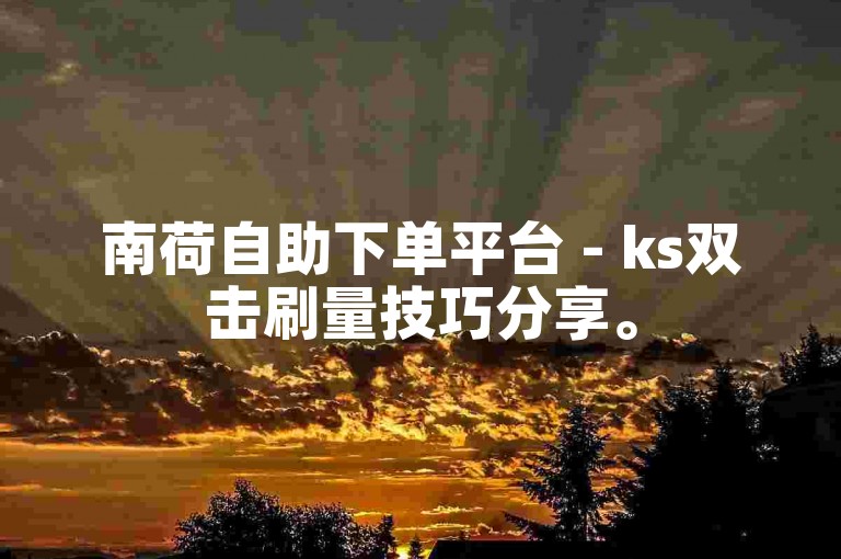 南荷自助下单平台 - ks双击刷量技巧分享。