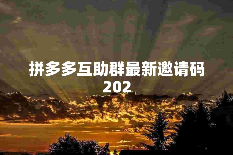 拼多多互助群最新邀请码2025。