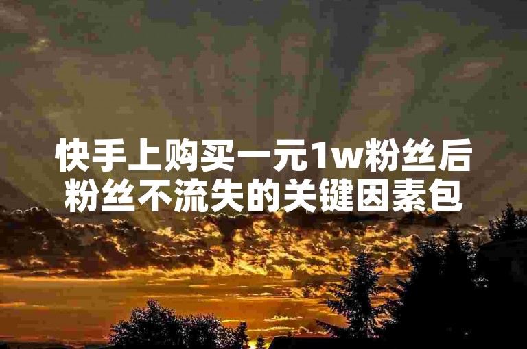 快手上购买一元1w粉丝后粉丝不流失的关键因素包括粉丝的真实性、活跃度以及平台算法的优化。