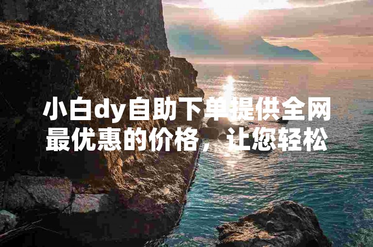 小白dy自助下单提供全网最优惠的价格，让您轻松享受便捷服务。