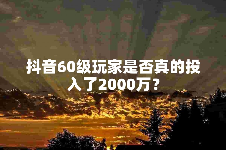 抖音60级玩家是否真的投入了2000万？