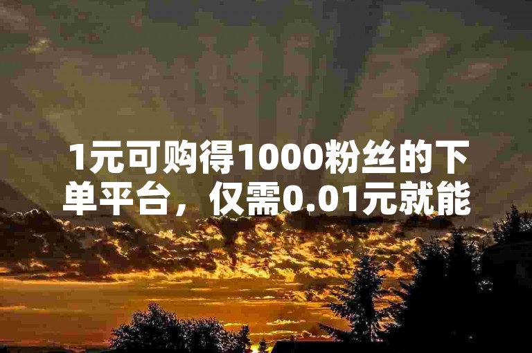 1元可购得1000粉丝的下单平台，仅需0.01元就能刷快手、抖音各10000播放量。