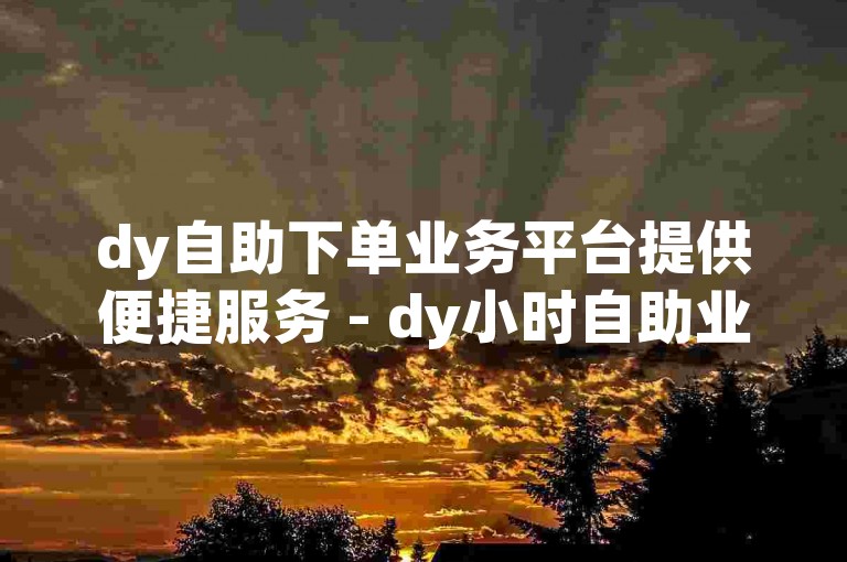 dy自助下单业务平台提供便捷服务 - dy小时自助业务下单平台确保高效体验。