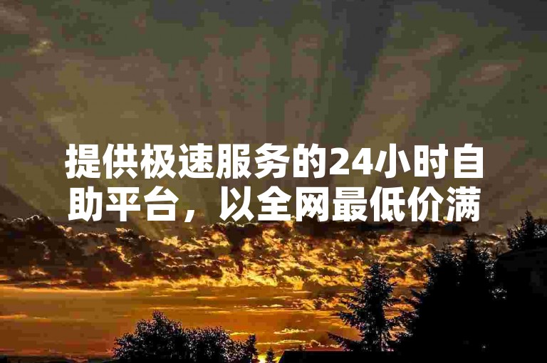 提供极速服务的24小时自助平台，以全网最低价满足您的需求。