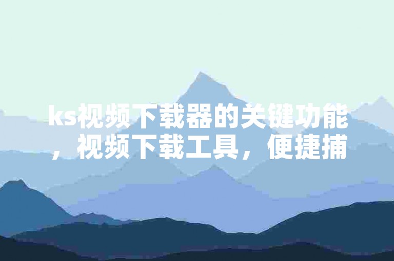 ks视频下载器的关键功能，视频下载工具，便捷捕捉心仪影片！新手首选！