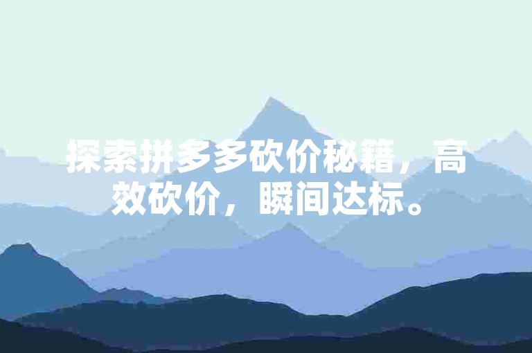探索拼多多砍价秘籍，高效砍价，瞬间达标。