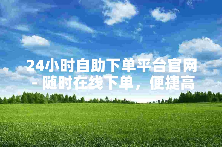 24小时自助下单平台官网 - 随时在线下单，便捷高效。