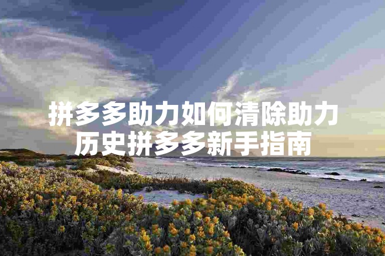 拼多多助力如何清除助力历史拼多多新手指南